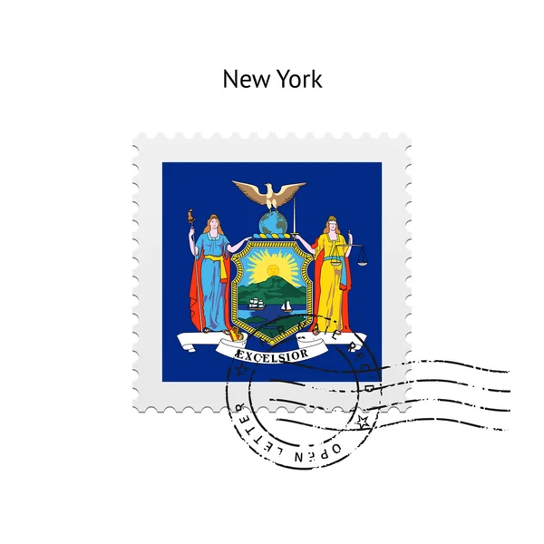 New york eyaletinin bayrağı posta pulu. — Stok Vektör