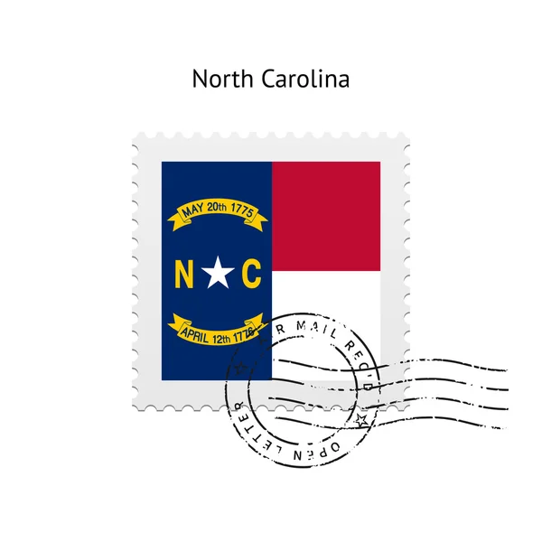 Stato della Carolina del Nord francobollo bandiera . — Vettoriale Stock