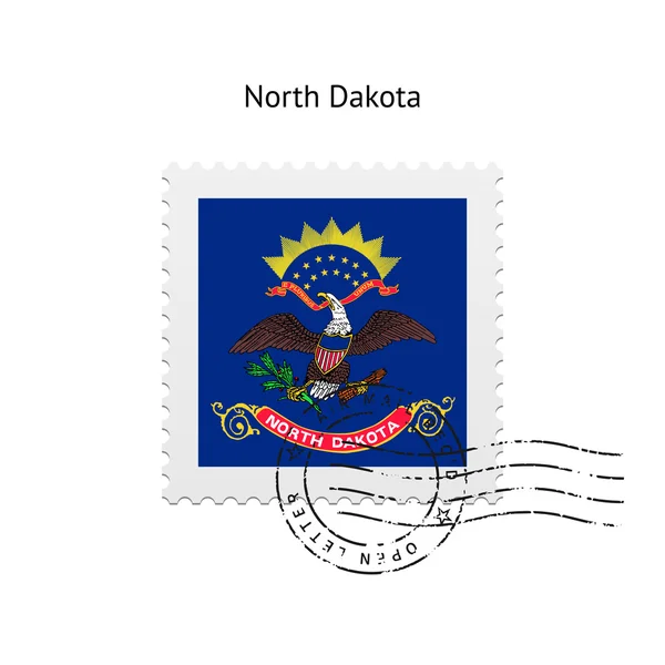 Estado do Dakota do Norte carimbo da bandeira postal . — Vetor de Stock