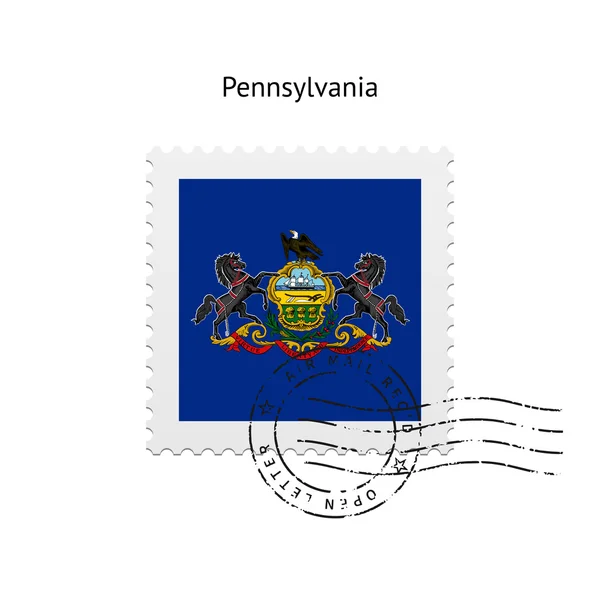 State of Pennsylvania flag postage stamp. — Stock Vector