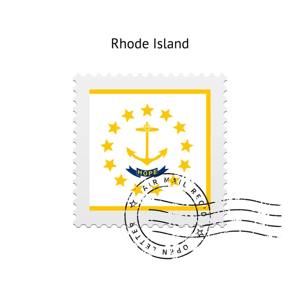 Staten rhode island flagga frimärke. — Stock vektor