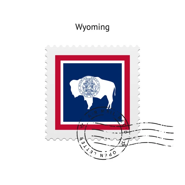 Carimbo postal da bandeira do Estado do Wyoming . — Vetor de Stock