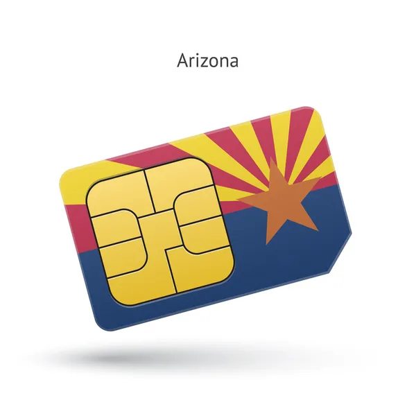 フラグとアリゾナ州の携帯電話 sim カード. — ストックベクタ