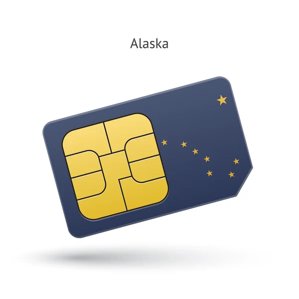 State of Alaska phone sim card with flag. — Stock Vector