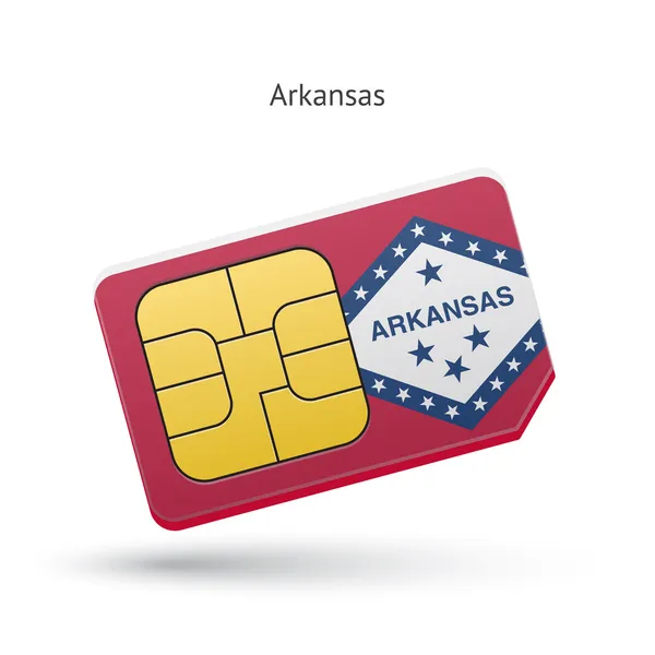 Estado do Arkansas telefone cartão SIM com bandeira . — Vetor de Stock