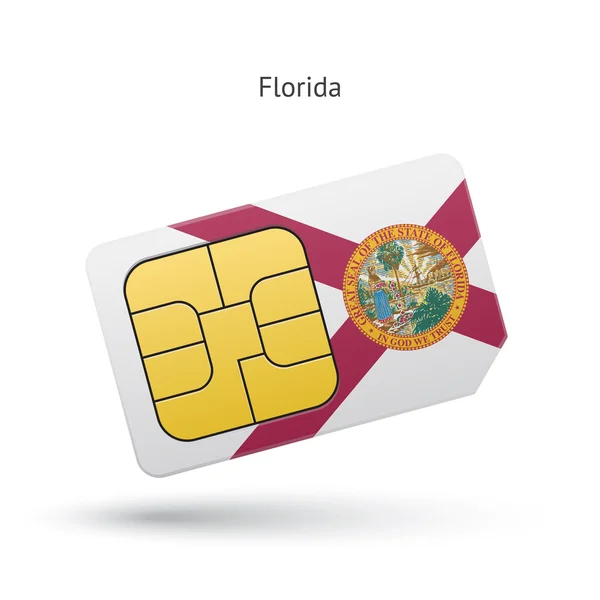 Stato della Florida scheda SIM del telefono con bandiera . — Vettoriale Stock