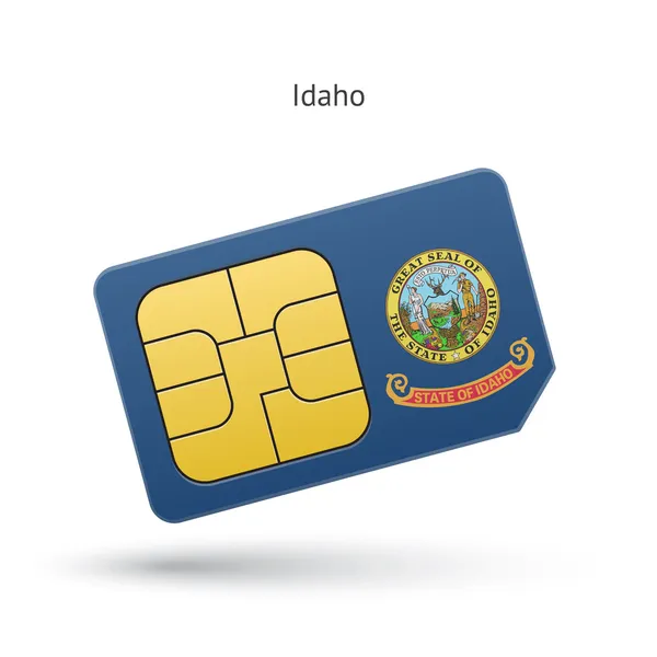 Statul Idaho telefon SIM card cu steag . — Vector de stoc