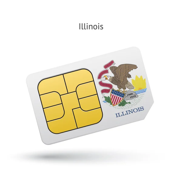 Estado de Illinois telefone cartão SIM com bandeira . — Vetor de Stock