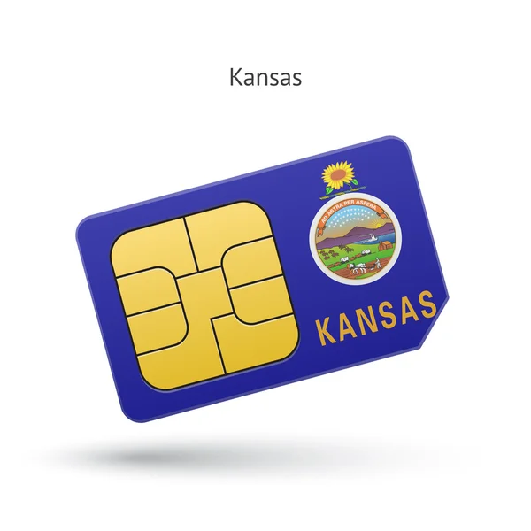 Телефонная карточка штата Канзас с флагом . — стоковый вектор