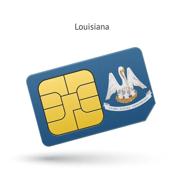 Estado da Louisiana telefone cartão SIM com bandeira . — Vetor de Stock