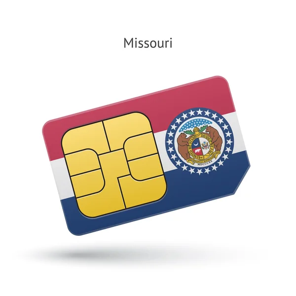État du Missouri téléphone carte SIM avec drapeau . — Image vectorielle