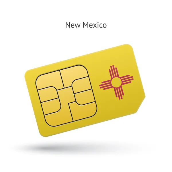 Staat new mexico telefoon SIM-kaart met vlag. — Stockvector