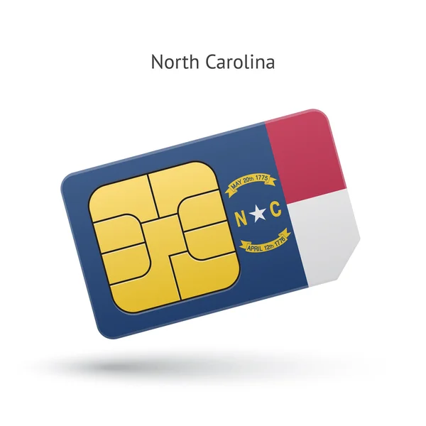 State of North Carolina téléphone carte SIM avec drapeau . — Image vectorielle