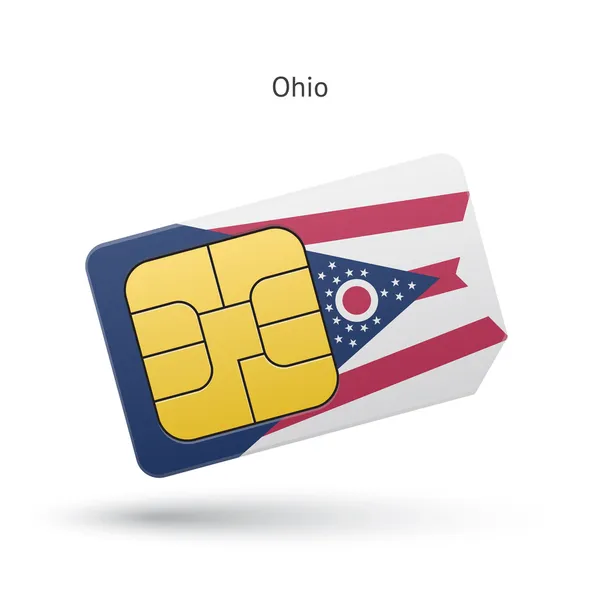 Estado de Ohio telefone cartão SIM com bandeira . — Vetor de Stock