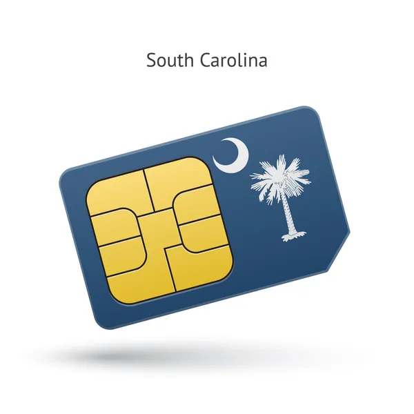 Staat van south carolina telefoon SIM-kaart met vlag. — Stockvector