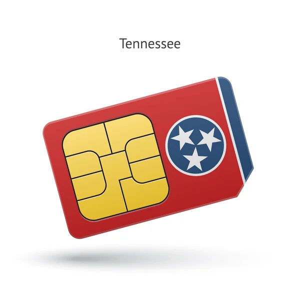 Estado do Tennessee telefone cartão SIM com bandeira . — Vetor de Stock