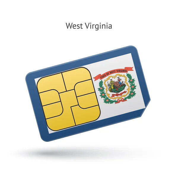 Scheda SIM per telefono Stato della Virginia Occidentale con bandiera . — Vettoriale Stock