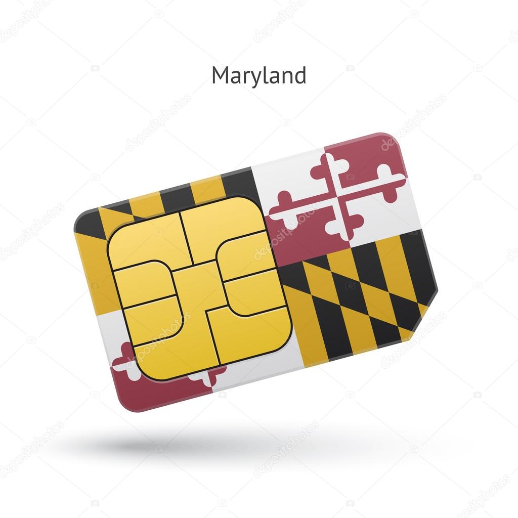 State of Maryland phone sim card with flag.