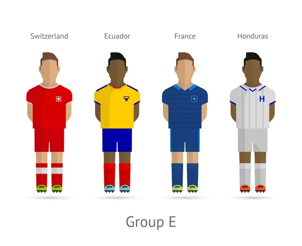 Les équipes de football. Groupe E - Suisse, Équateur, France, Honduras — Image vectorielle