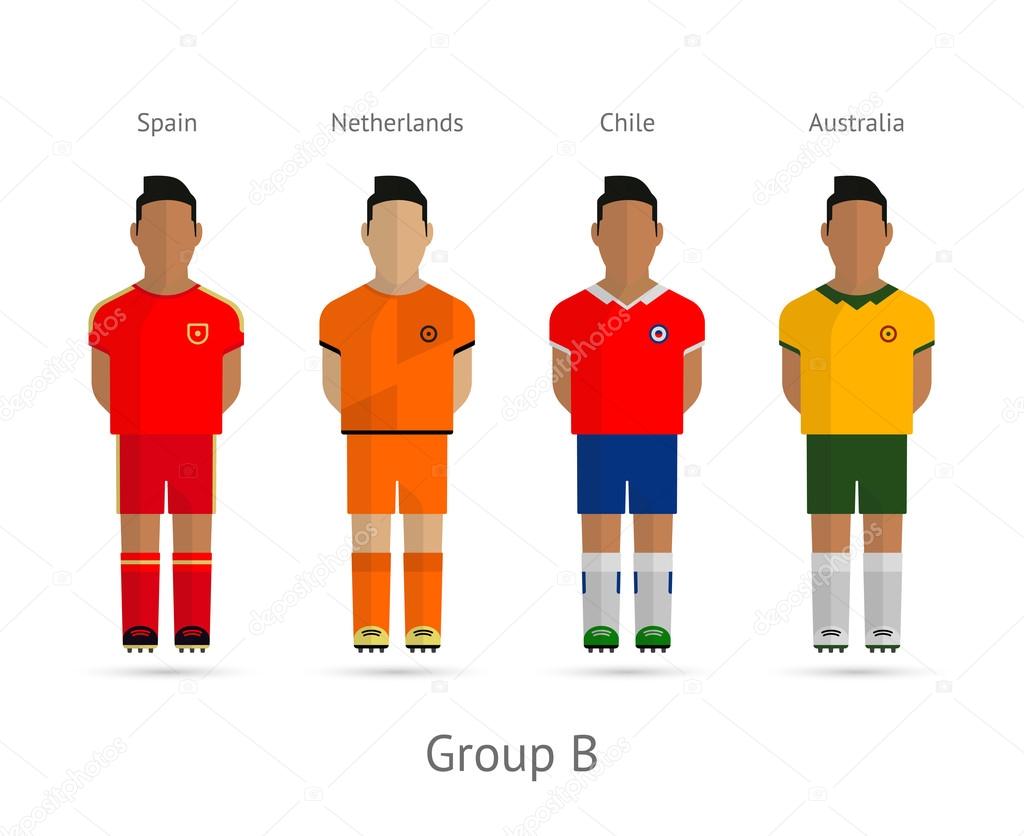 Football teams. Group B - Spain, Netherlands, Chile, Australia