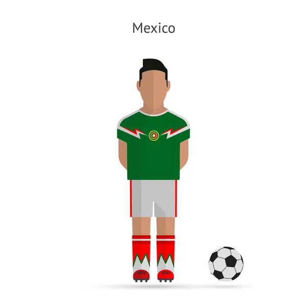 National football player. Mexico soccer team uniform. — Stock Vector