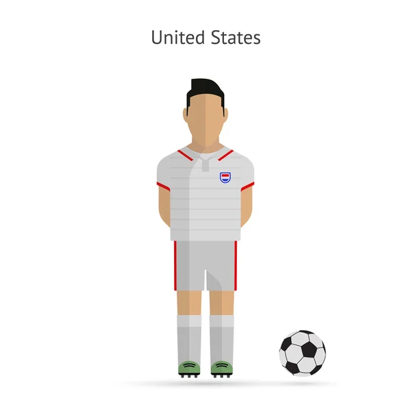 Jugador nacional de fútbol. Estados Unidos fútbol equipo uniforme . — Vector de stock