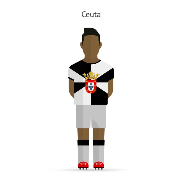 Ceuta grający na pozycji napastnika. piłka nożna jednolite. — Wektor stockowy