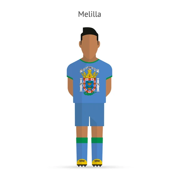 Melilla grający na pozycji napastnika. piłka nożna jednolite. — Wektor stockowy