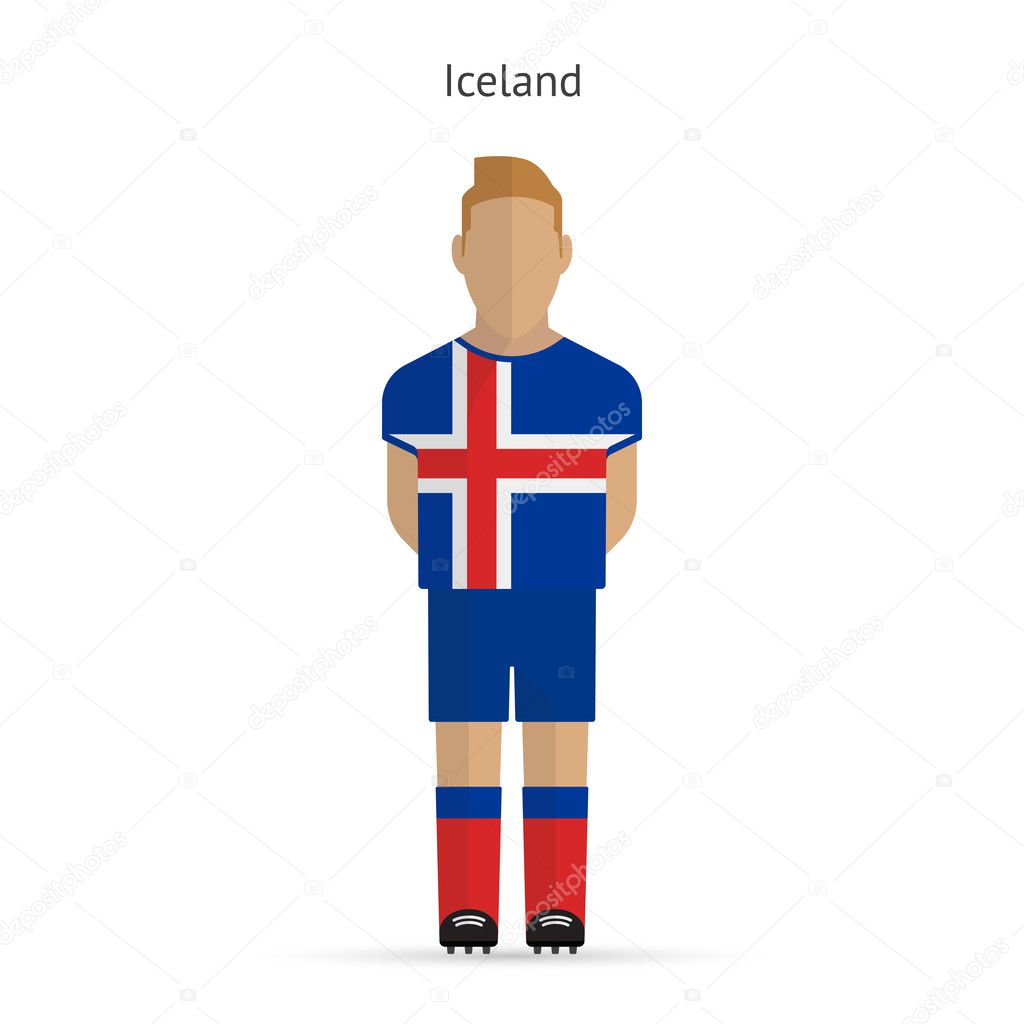 Iceland football player. Soccer uniform.