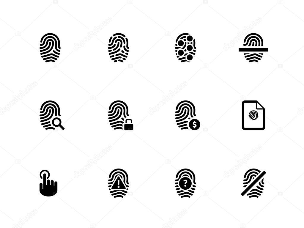 Touch id fingerprint icons on white background.