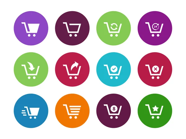 Shopping cart icone cerchio su sfondo bianco . — Vettoriale Stock