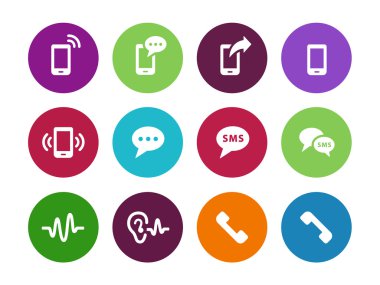 Beyaz arka plan üzerinde telefon daire simgeler.