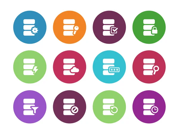 Database circle icons on white background. — Stock Vector