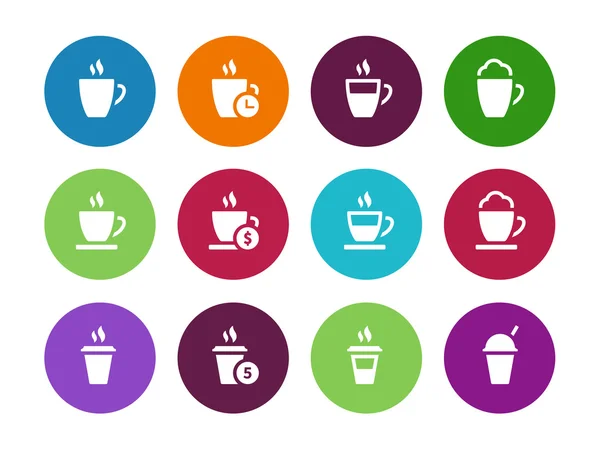 Café tasse cercle icônes sur fond blanc . — Image vectorielle