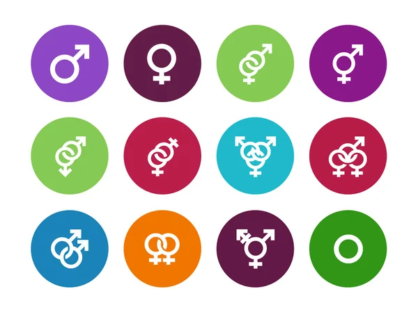 Gender identities circle icons on white background. — Stock Vector