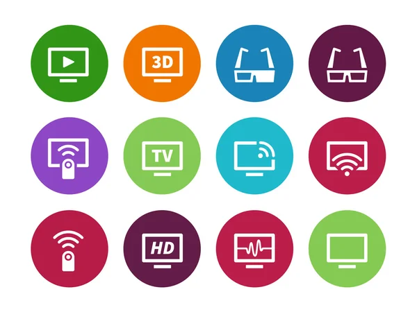 TV circle icons on white background. — Stock Vector