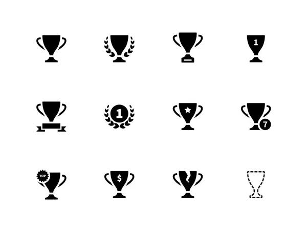 Ícones de troféu no fundo branco . — Vetor de Stock