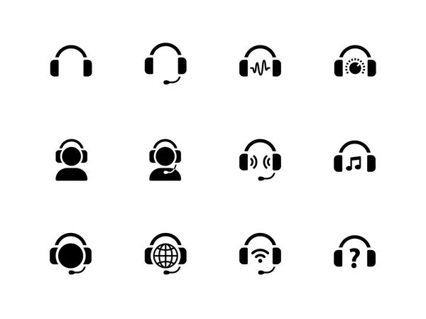Kopfhörer-Symbole auf weißem Hintergrund. — Stockvektor