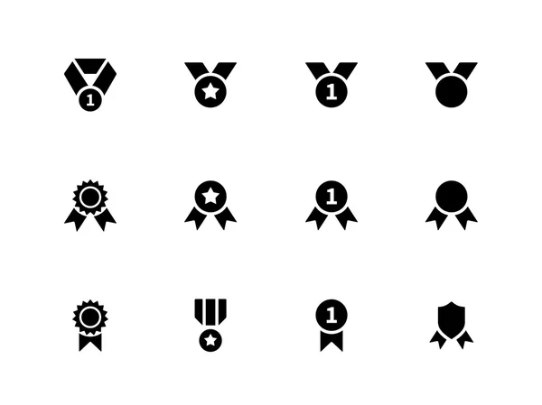 Award and medal icons on white background. — Stock Vector