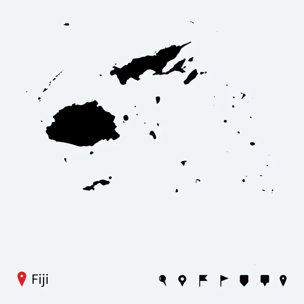 High detailed vector map of Fiji with navigation pins. — Stock Vector