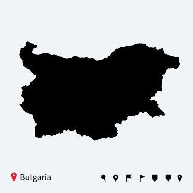 Bulgaristan yüksek Detaylı vektör harita navigasyon iğne ile.