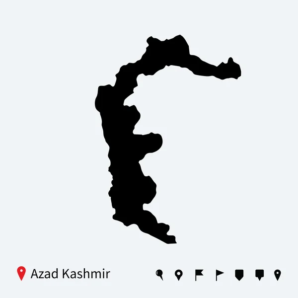 Mapa wysoki szczegółowe wektor azad Kaszmir z nawigacji szpilki. — Wektor stockowy