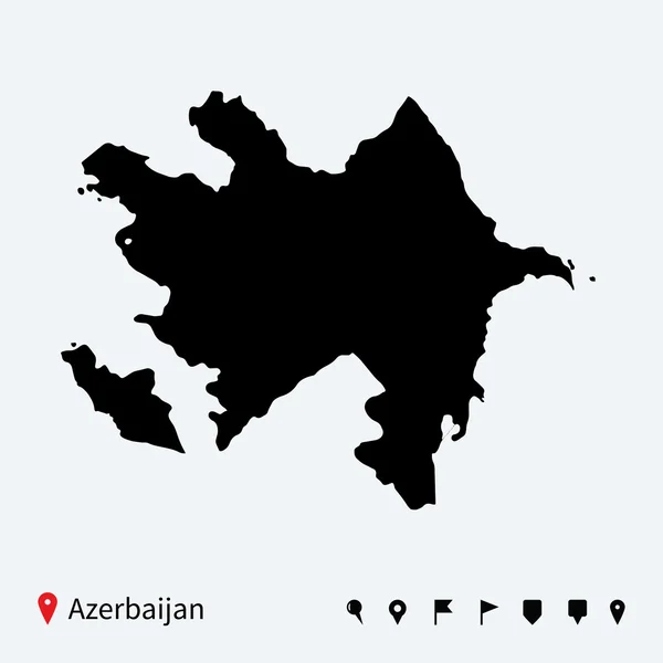 High detailed vector map of Azerbaijan with navigation pins. — Stock Vector