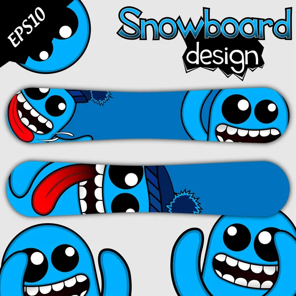 Divertente design snowboard — Vettoriale Stock