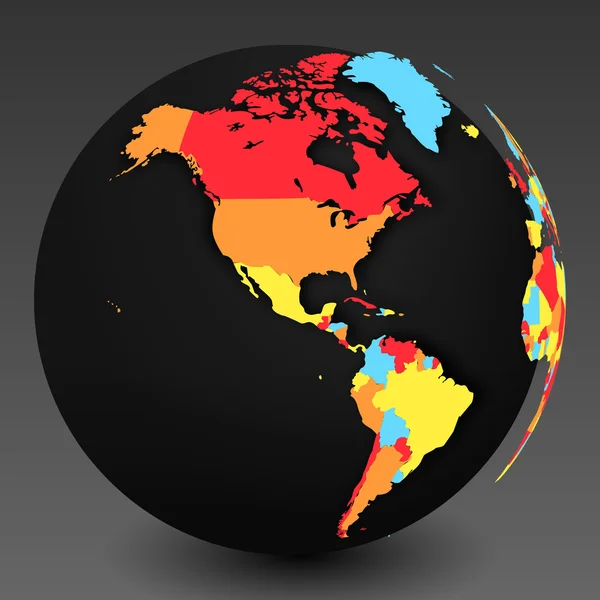 Symbole de carte du monde 3D avec l'ombre et les frontières de la nation — Image vectorielle