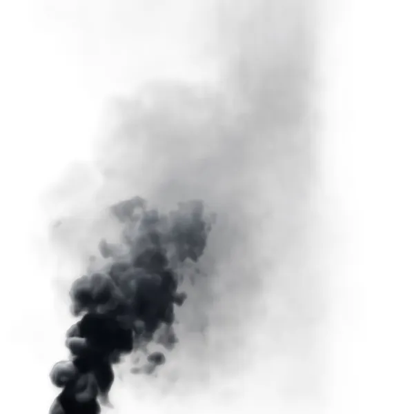 Czarny dym na białym tle — Zdjęcie stockowe