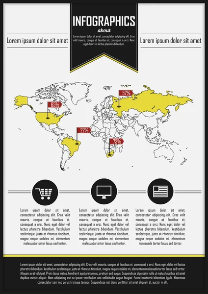 Illustration infographique avec carte du monde et information — Image vectorielle