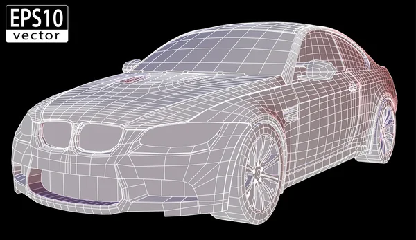 Drátový model auta — Stockový vektor