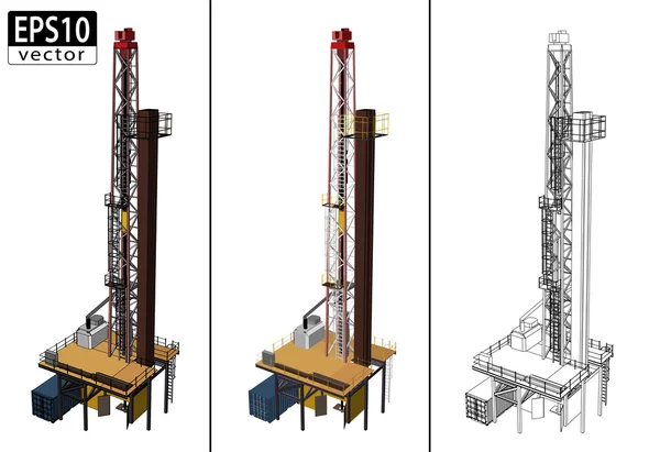 3D πετρελαίου τρυπάνια — Διανυσματικό Αρχείο