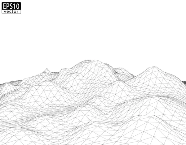 Terrain Wireframe 3D — Vettoriale Stock